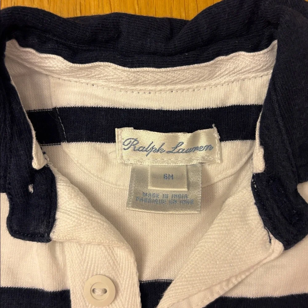 Ralph Lauren Navy and White Striped Baby Romper/One Piece - 6 months